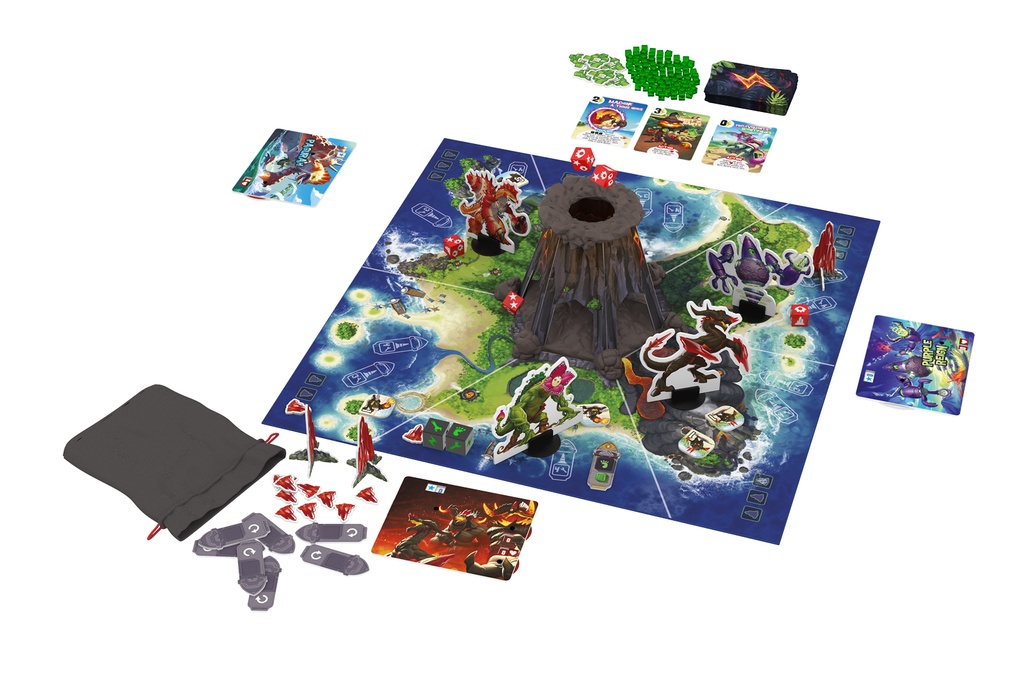 King Of Monster Island vue d'ensemble du matériel contenu dans la boite de jeu