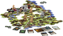 Le Seigneur des Anneaux - Voyages en Terre du Milieu vue d'ensemble du contenu du matériel de jeu disposé pour une partie en cours