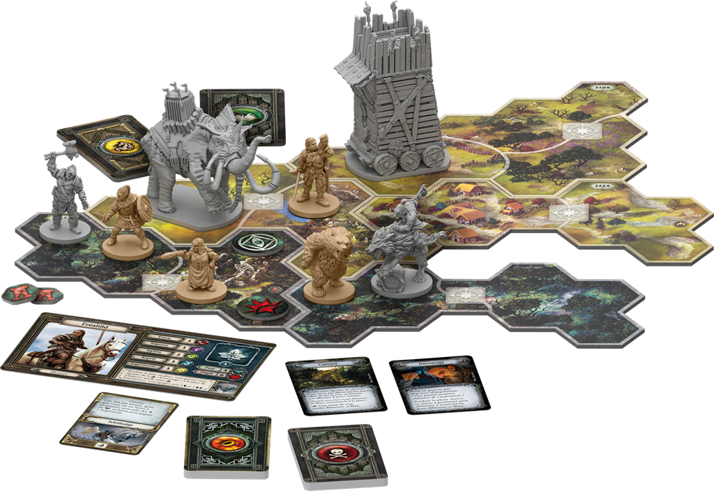 Le Seigneur des Anneaux - Voyages en Terre du Milieu : Guerre Ouverte - vue d'ensemble du cntenu du matériel du jeu mis en place pour une partie en cours