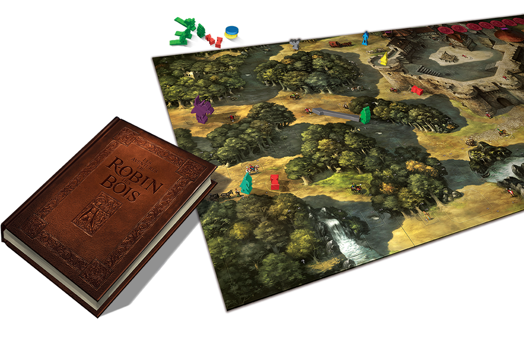 Les aventures de Robin des Bois - vue d'ensemble d'une partie du matériel du jeu