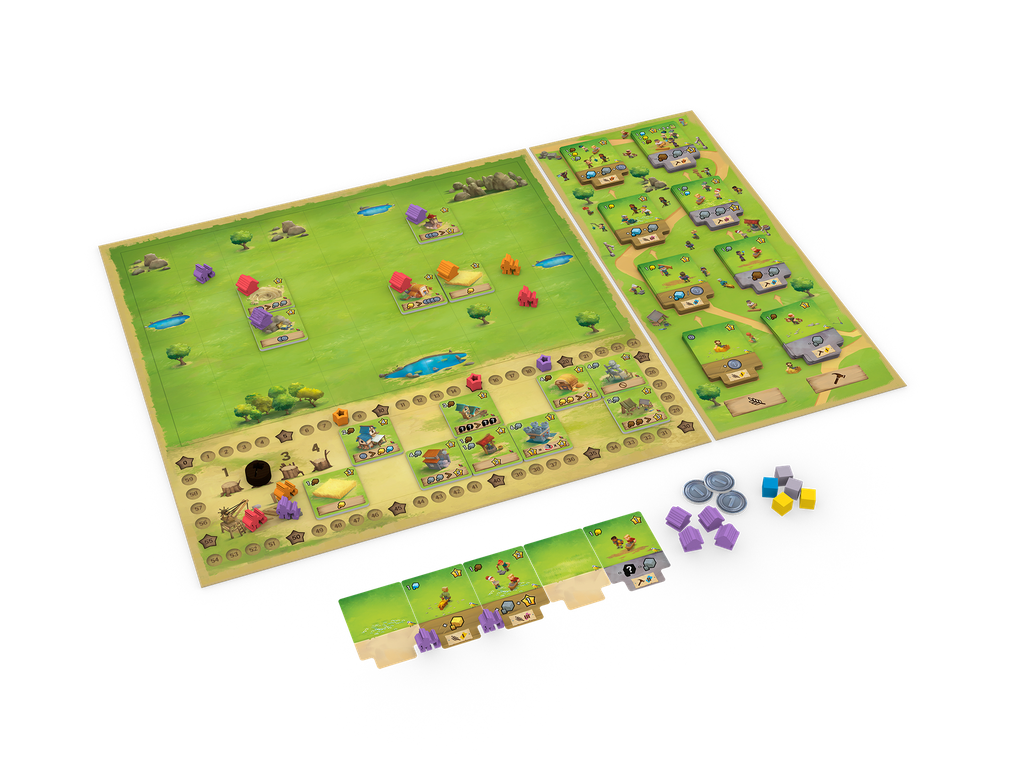 Little Town Artisans - Vue d'ensemble du matériel du jeu (partie à droite)