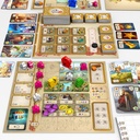 Settlement - vue d'ensemble du contenu du matériel du jeu et d'une partie en cours