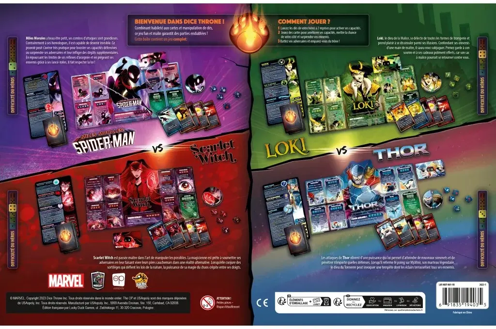 Dice Throne Marvel Scarlett Witch, Thor, Lok, Spiderman Verso Copy.webp