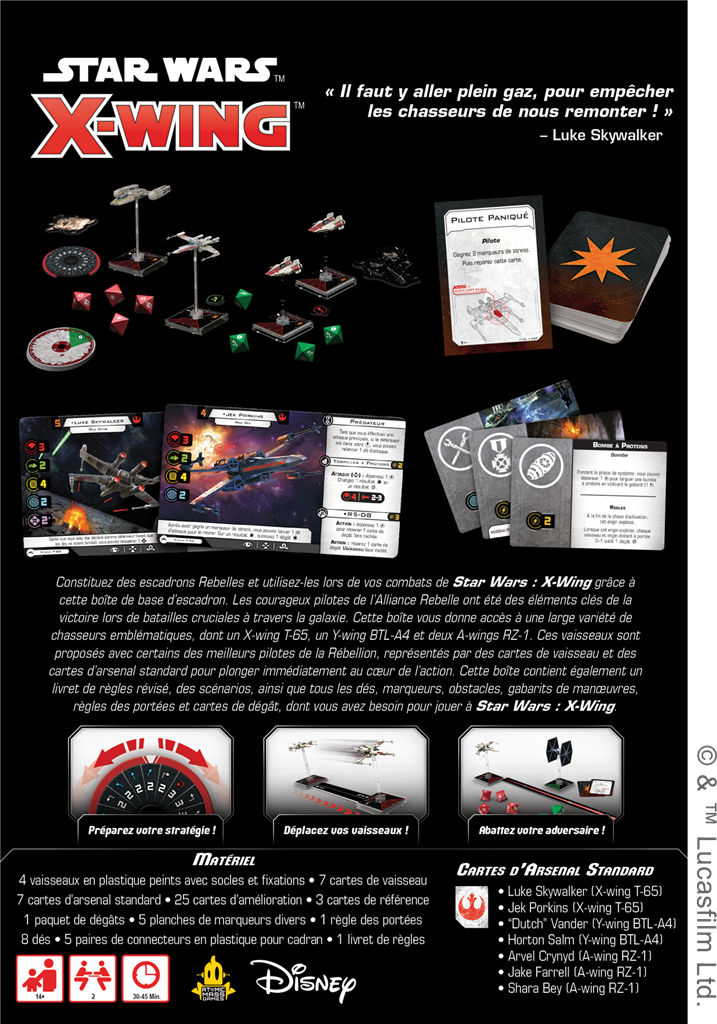 Contenu du jeu X-Wing 2.0 : Alliance Rebelle - Escadron (Base) (4)