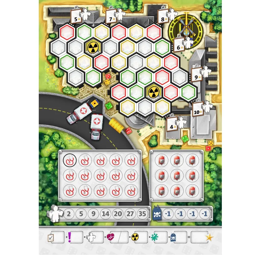 Dice Hospital Service d'urgence Roll and Write feuille de score.webp