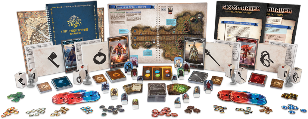 Gloomhaven - Les Mâchoires du Lion materiel eclate vue d'ensemble.png